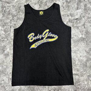 Vintage 90s Body Glove Athletics Black Size S  Tank Top Graphic Logo Activewear